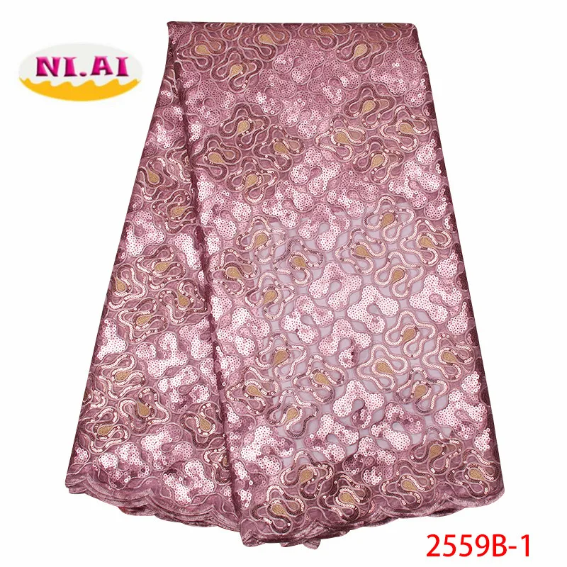 

Onion African Lace Fabric 2019 High Quality French Lace Fabric With Sequins Embroidery Tulle Lace Fabric For Wedding XY2559B-1