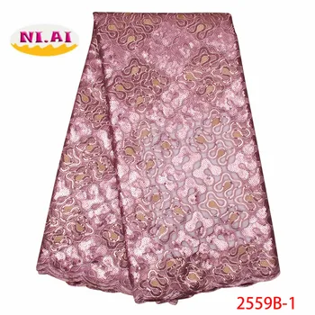 

Onion African Lace Fabric 2019 High Quality French Lace Fabric With Sequins Embroidery Tulle Lace Fabric For Wedding XY2559B-1