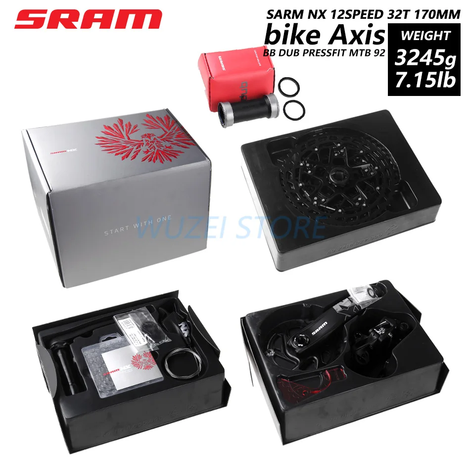 SRAM NX EAGLE 1x12s 11-50T набор скоростей DUB 170/175 мм задний переключатель триггерный переключатель передач кассета с цепью звездочки - Цвет: 32T 170 BB92 Boxed