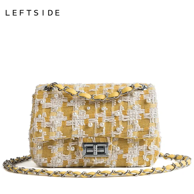 Leftside Pearl Crossbody Bags For Women 2018 Wool Chain Handbags Leftside Pearl Crossbody Bags For Women 2018 Wool Chain Handbags Female Small Shoulder Bag Lock Hand