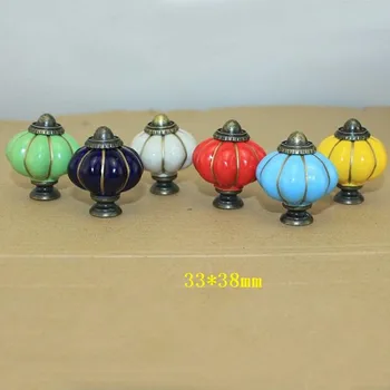 

Bulk Vintage Pumpkin Cabinet Knobs European Furniture Handles Ceramic Door Knob Cabinet Drawer Cupboard Kitchen Pull Handle