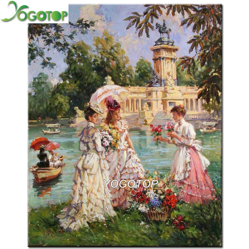 

YOGOTOP DIY Diamond Embroidery Three girls picking flowers 5D Mosaic Pattern Square Diamond Painting Cross Stitch Kits VD205
