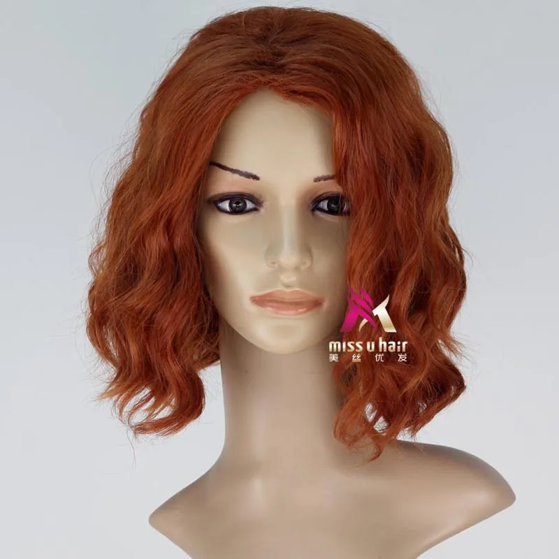 Price Infinity War Cosplay Wig Black Widow Natasha Romanoff Short Curly Hair Halloween Role Play