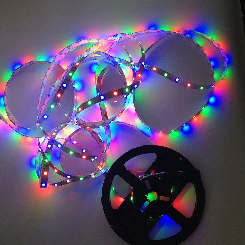 SMD RGB Светодиодные ленты Light 5050 2835 10 м 5 м светодиодные rgb светодиодов ленты светодиод лента Гибкая мини ИК-пульт DC 12 В адаптер Комплект