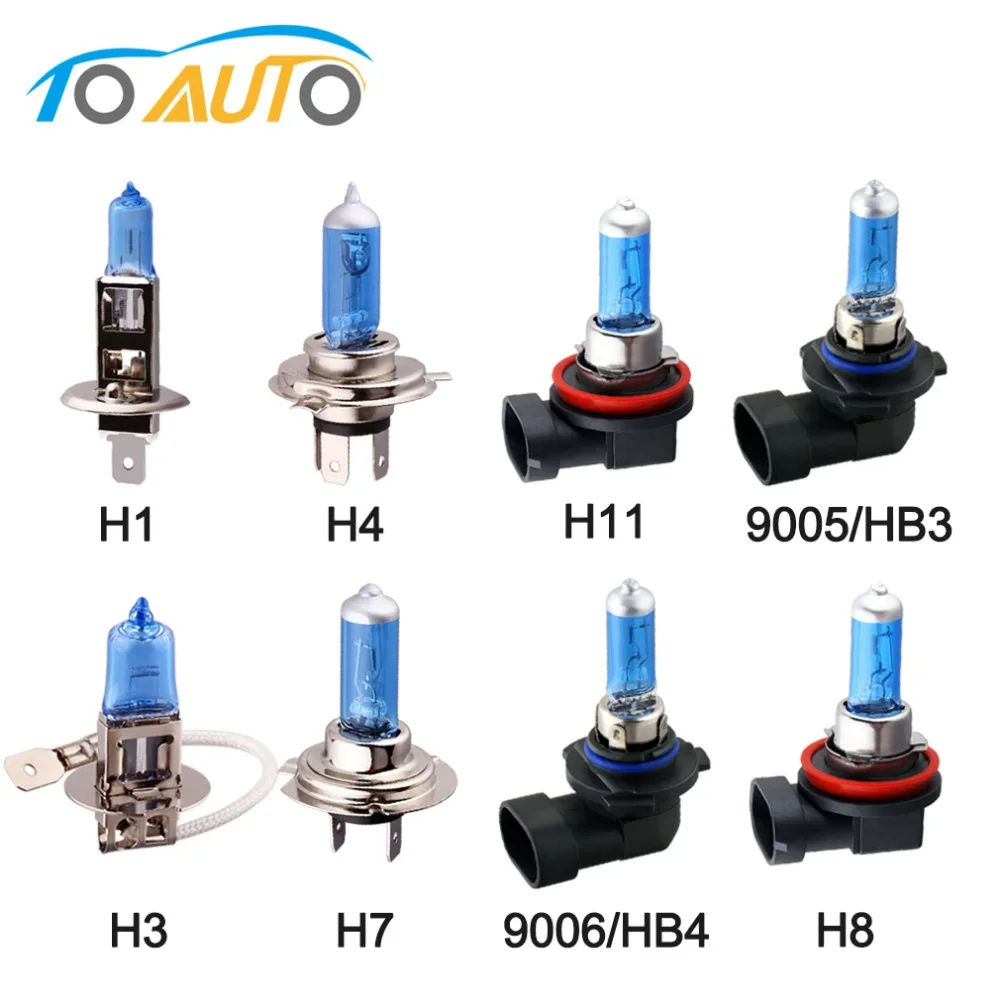 

H1 H3 H4 H7 H8 H9 H11 HB3 9005 HB4 9006 55W 12V Halogen Bulbs Super Bright Car Headlight Lamp 5000K White Auto HeadLamp