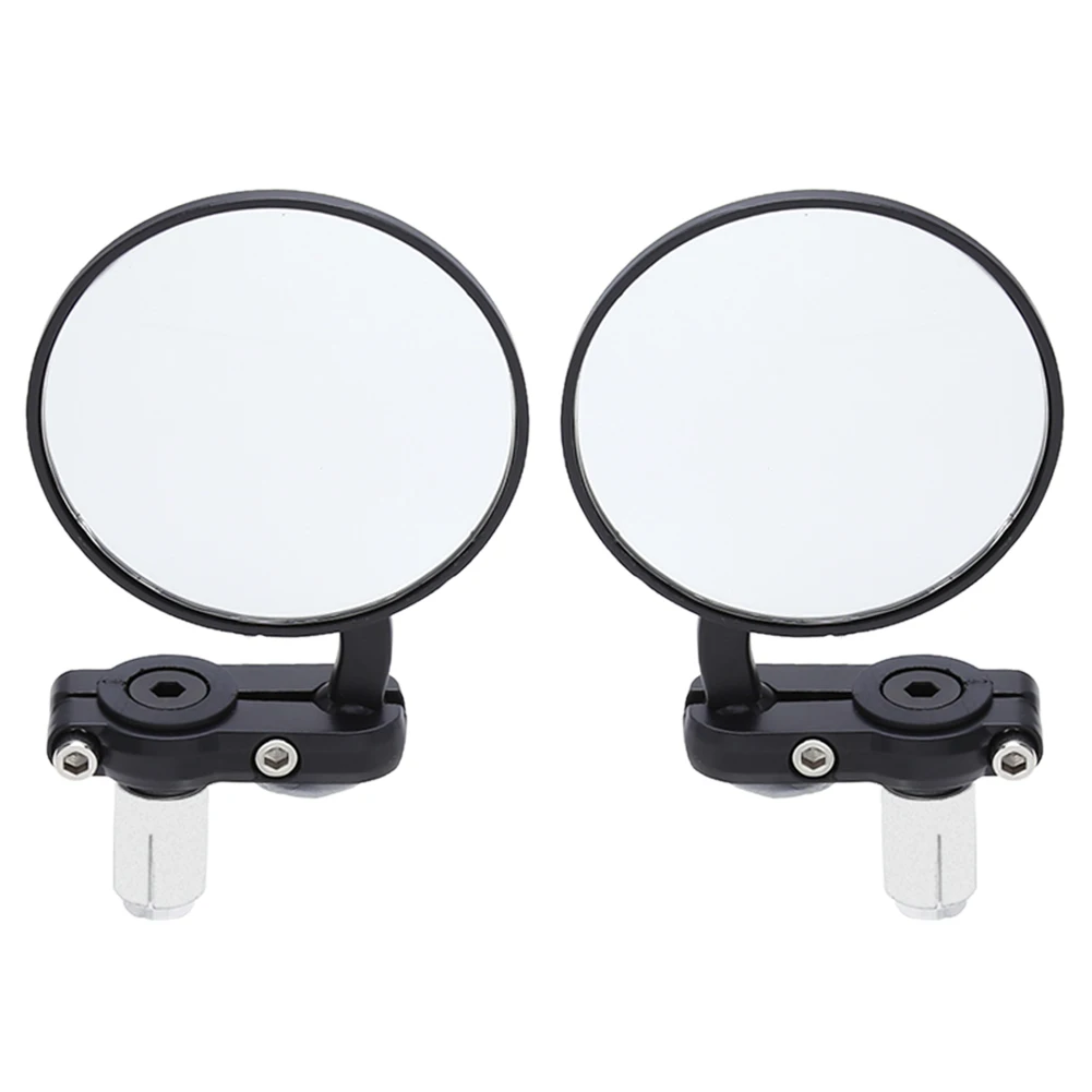 2Pcs Universal Motorcycle Mirror Aluminum Black 22mm Handle Bar End