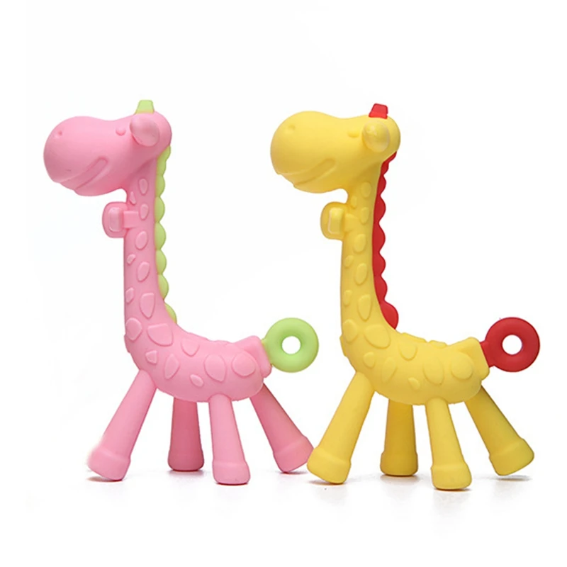 

Baby Teether Pacifier Cartoon Teething Nursing Silicone Baby Teeth Giraffe Bite Teether Safety DIY Necklace Teether