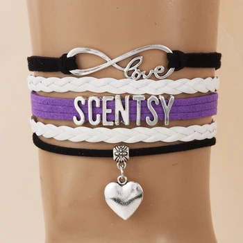 

NCRHGL Infinity love SCENTSY bracelets bangles heart charm braided pu leather bracelet 2018 jewelry for women men Drop Shipping