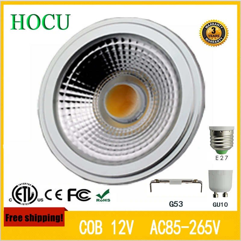 

Free Shipping 12W LED Bulb COB LED Spot Light Ar111 g53 E27 GU10 led lamp 85-265v
