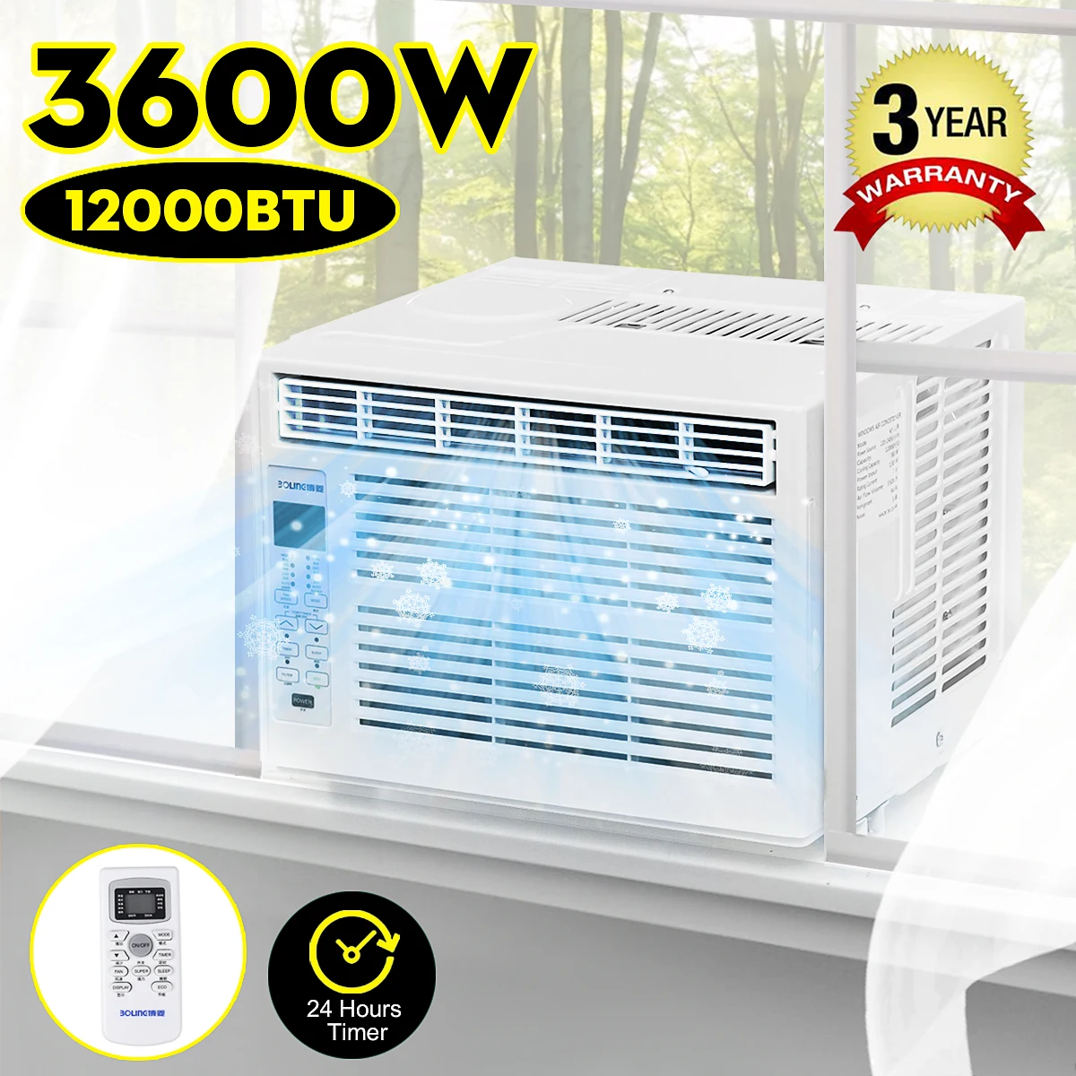 

3600W Desktop air conditioner 24-hour timer Cold With remote control LED control panel 12000BTU Pet air conditione AC220-240V
