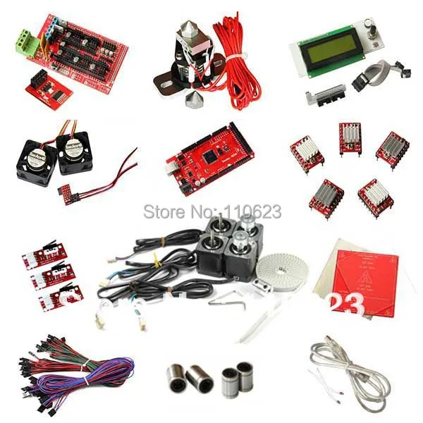 Geeetech 3D Printer Kits RepRap Pololu A4988, RAMPS1.4,Mega R3,Smart Controller LCD 2004,Heatbed MK2a,Stepper Driver,Endstop