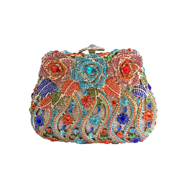 Africa Bridal Metal Box Clutch Purse and Evening Clutch Bags for Women Wedding Prom Dinner Party