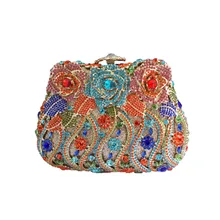 Afrika Braut Metall Box Kupplung Geldbörse und Abend Handtaschen für Frauen Hochzeit Prom Dinner-Party Kristall Abendtaschen und taschen