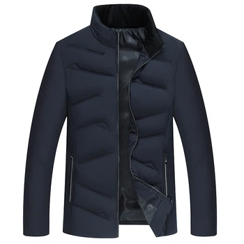 

Autumn Winter Men Casual Jacket Cotton-padded Jacket Warm Parka Outwear Mens Coat middle-aged thick coats Oblique fold size 5XL
