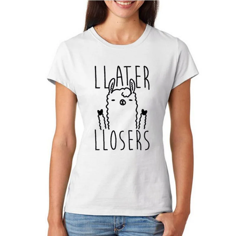 Later Losers Llama T Shirt Women Fashion Harajuku Tumblr Women Clothing