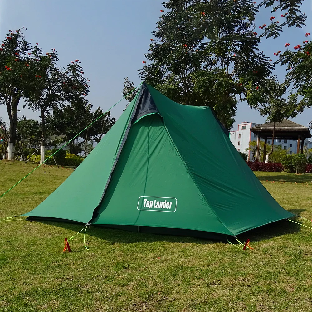 Günstige A Spitze Ultraleicht Zelt 1 2 Person für Camping Wandern Rucksack Poleless Wasserdichte Solo Bivvy 20D Silikon Kein Pole Zelt