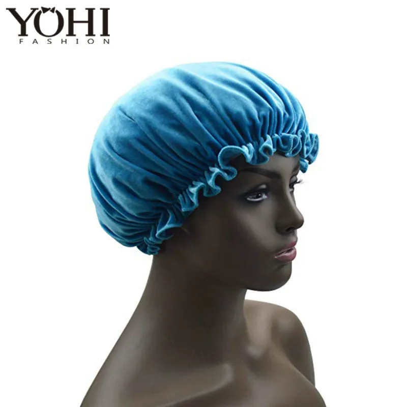 New women Sleeping cap high quality Luxury velvet Bonnet Cap Comfortable Night Sleeping Hat Hair Loss Cap Turban 1pcs new women s fashion elastic band satin silky bonnet sleep cap for women men unisex hair care bonnet nightcap satin bath cap