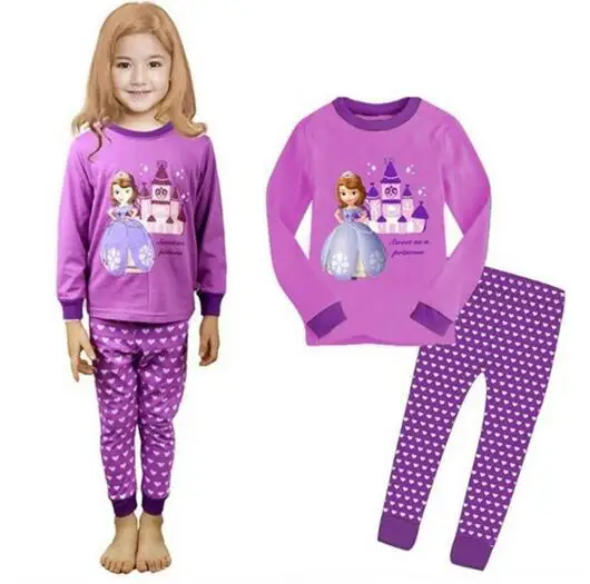 Детский пижамный комплект, Осенний Модный комплект одежды с героями мультфильмов для маленьких девочек, пижама из хлопка, Детский набор для сна «Принцессы»