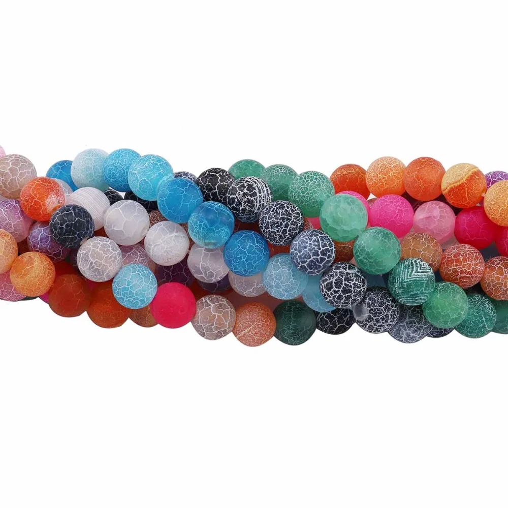 

Mixture Weathering Natural Stone Frost Crab Agates Round Loose Spacer Bead For Jewelry Making DIY Necklaces Bracelet Accessory