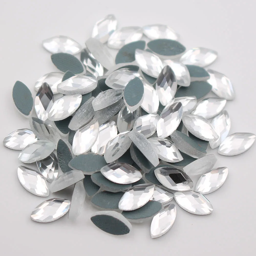 Rhinestones 130pcs/lot 5x10mm Horse Eye Shape Glue back Rhinestones