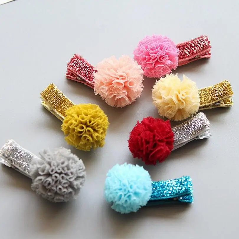 

7PCS kids rainbow flora ball hair clip barrette Girl hair ties rubber band hair gum scrunchy hair accessories hairbands T36