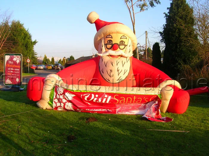 2016 new 3mLong roof top inflatable christmas inflatable santa for