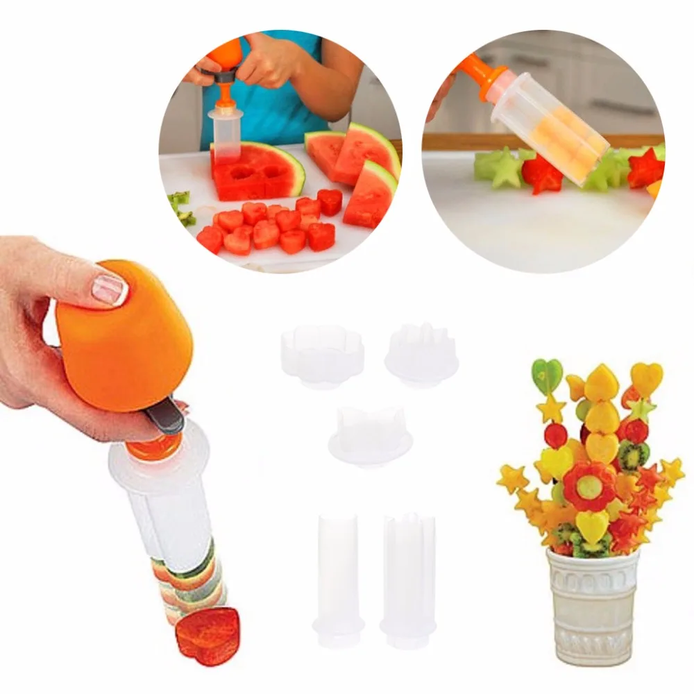 1 Set Multi function Fruit Salad Shaper Carving Vegetable Cutter Kit Smoothie Cake Kitchen Bar