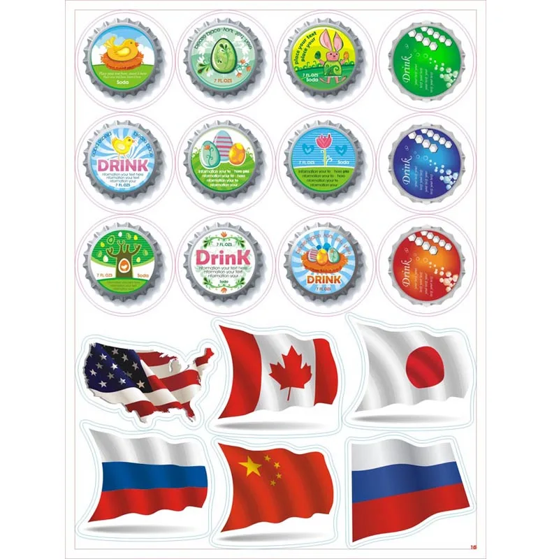 

Hot 18pcs/lot Creative China England Canada Japan flag DIY Cap Stickers for trunk table computer Waterproof sunscreen PVC decals