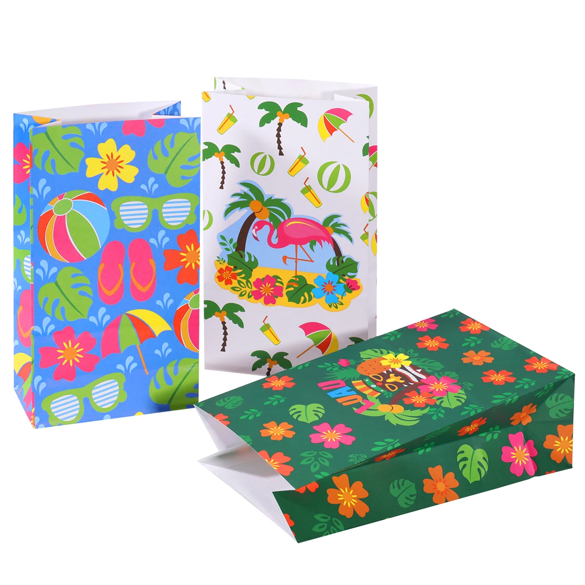 12 шт. Гавайские бумажные подарочные пакеты летние праздничные ...