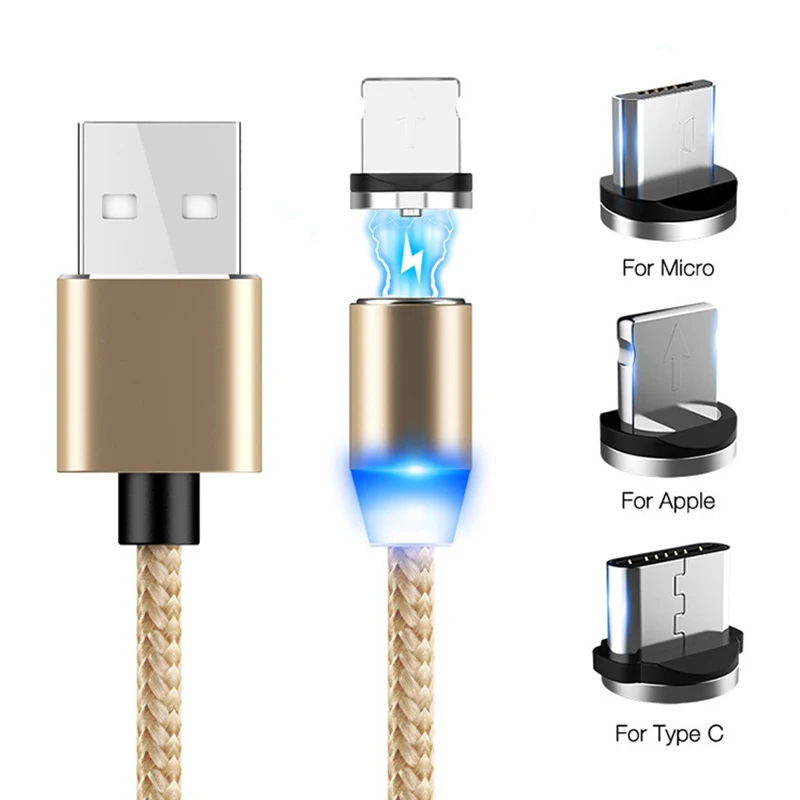 

Magnetic absorber cable 3in1 for android/apple/typec blind absorber magnetic round charging line 360 degree rotation Fast cable