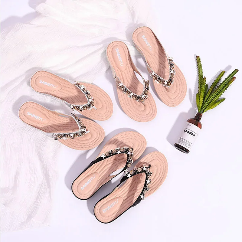 

SAILING LU Summer Slippers Women Fashion Slides Flip Flops Casual Shoes Soft Bling for Vacation and Beach Shoes Woman XWT1646