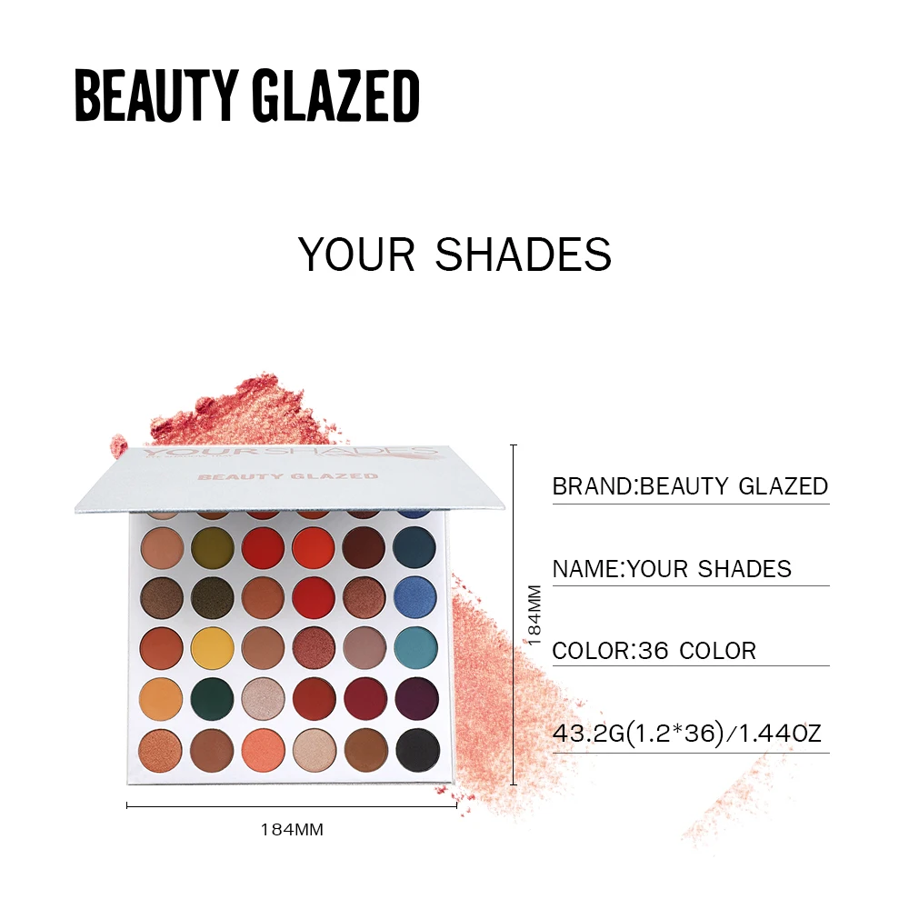 Палитра теней для век 2020 Beauty Glazed 36 цветов блестящие пигментированные тени