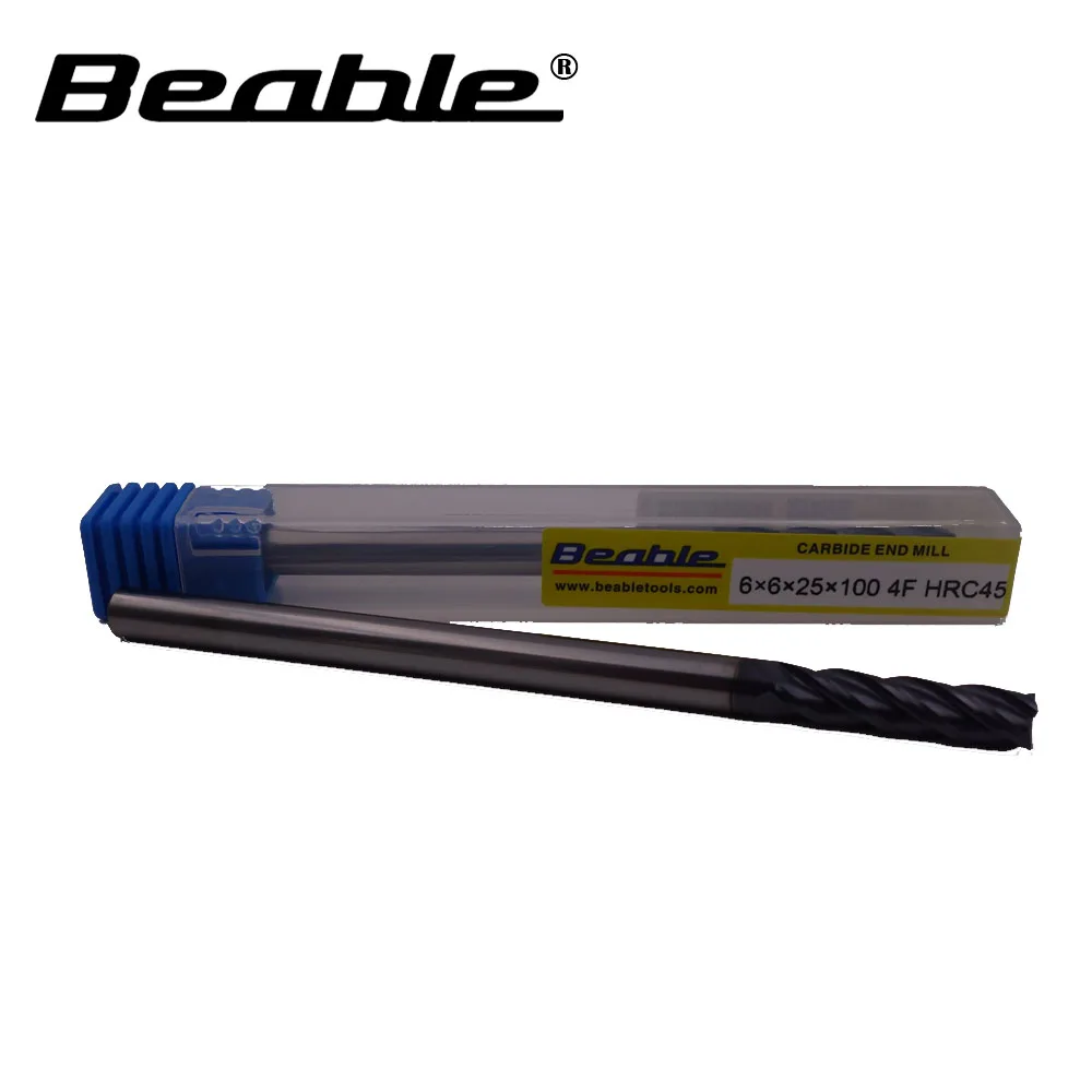 

6*6*25*100MM 4 Flute HRC45 longer end mills 6mm router bits CNC milling cutter carbide end mills Cutters for cnc