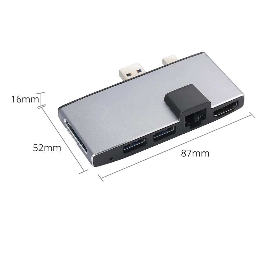 ESYNiC портативный для Surface Pro концентратор с 1000 м Ethernet LAN+ 2 порта USB 3,0+ Mini DP к HDMI+ SD/TF(Micro SD) Адаптер для карты памяти