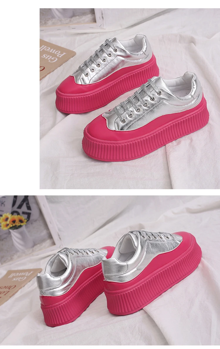 Zapatillas mujer 2019 żółty czerwony moda mieszane kolory buty damskie trampki cekiny grube dno tenis feminino MS-80 -
