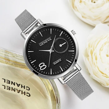 

2020 Luxury Women's Watch Rose Gold GENEVA Watch Women Business Ladies Watches For Women Fashion Simple Bracelet bayan kol saati