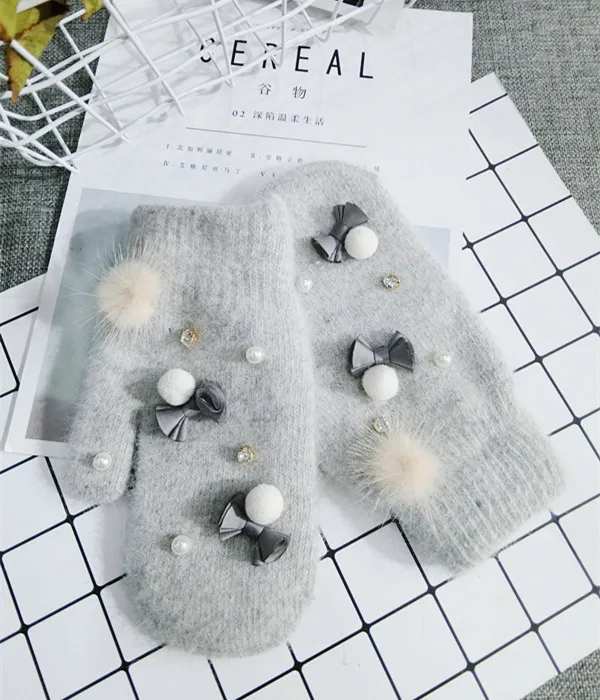 Женские шерстяные зимние вязаные серые перчатки варежки|gloves mittens|gray glovesknit gloves