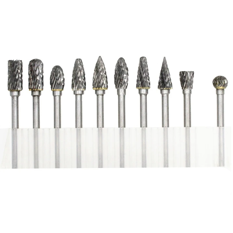 10In1 Type A-N Tungsten Steel 2.35Mm Shank Grinding Drill Tools High Quality Up to 85 Hardness For Dremel Tools