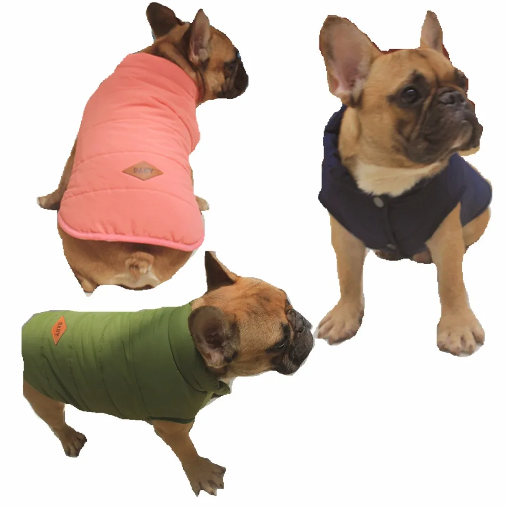 Y7 New Winter Solid Bulldog Cotton Clothes Super Warm Two legs Pet Dog