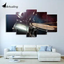 HD Printed 5 Piece Canvas Art Drum Painting Musical Instruments Modular Wall Pictures for Living Room
