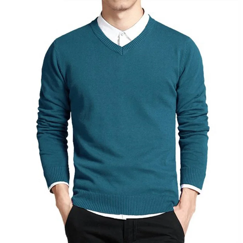 Хлопковый мужской свитер с длинным рукавом, пуловеры, верхняя одежда, мужские свитера с v-образным вырезом, модный бренд, свободная Вязанная одежда, корейский стиль - Цвет: hulan 6620
