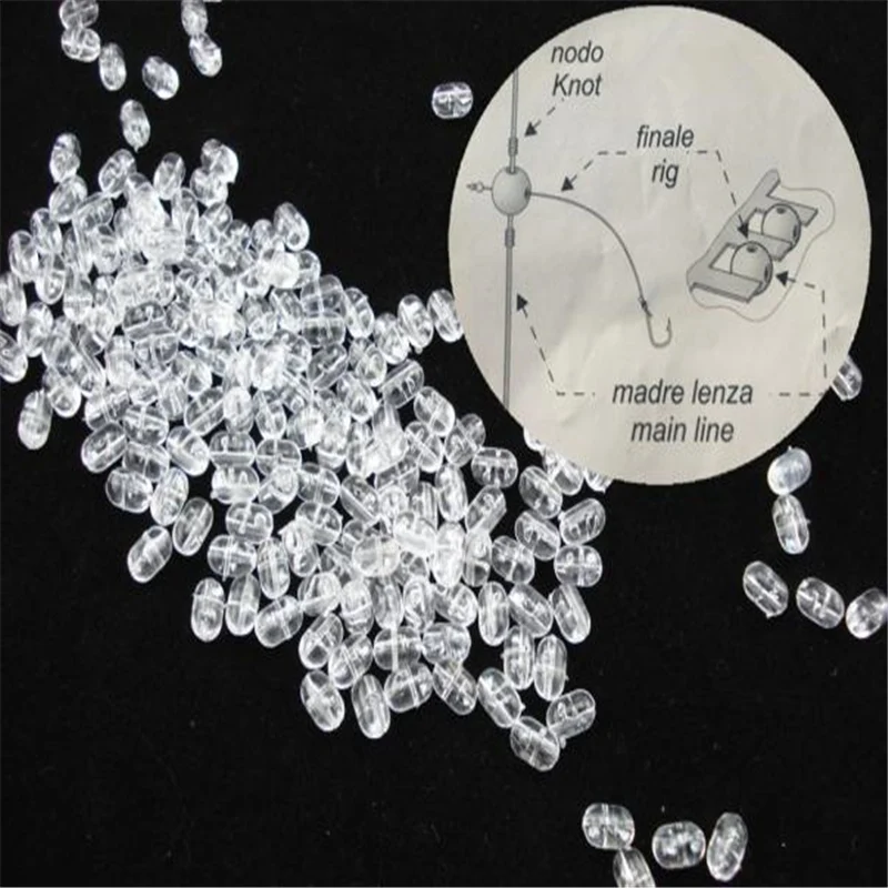 

100PC 4.7*6MM Fishing Plastic Transparent Clear Oval Beads Double Pearl Dril fishing hooks #2A25