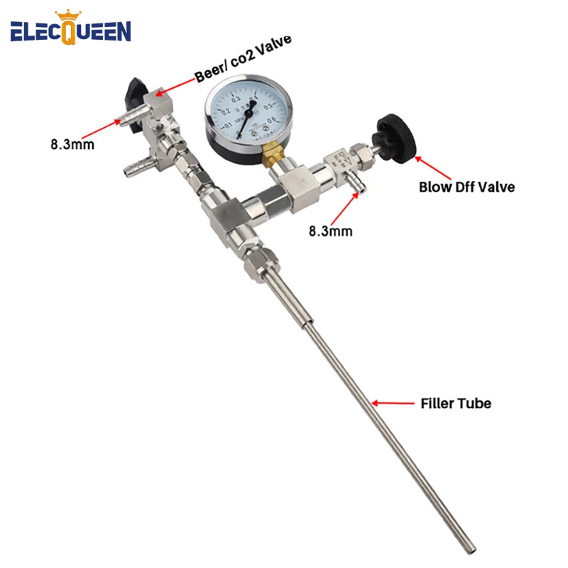 Homebrew нержавеющая сталь счетчик давления бутылка пива наполнитель CO2 с прецизионным регулятором