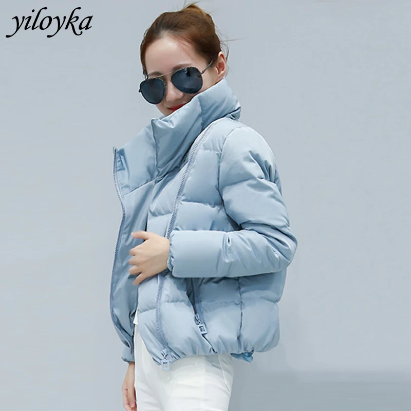 Женская короткая куртка парка Mujer 2019 зимняя пальто Модная Осенняя однотонная