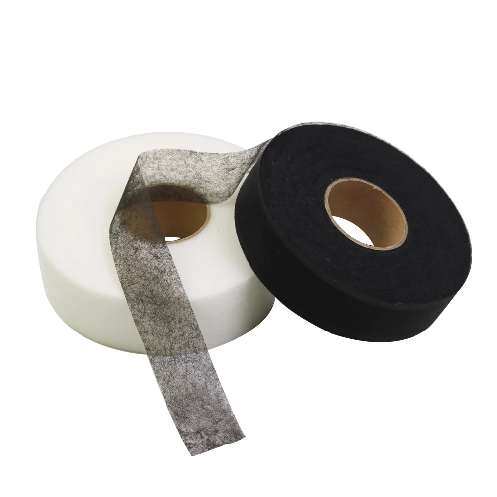 ARRIVEOK 50m/roll Double-Sided Hem Tape Sewing Roll Web Apparel Interlining Iron On Adhesive Fabric 0.5cm-50m,Black