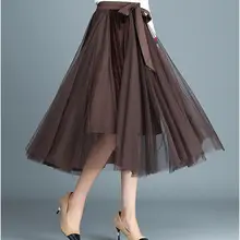 Бархатные длинные юбки из тюлевой ткани Женская мода осень зима Высокая талия Женская плиссированная юбка элегантная длинная юбка