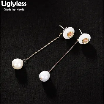 

Uglyless Real 925 Sterling Silver Fine Jewelry for Women Natural Pearls Earrings Jade Button Stud Earrings Detachable Dual Use