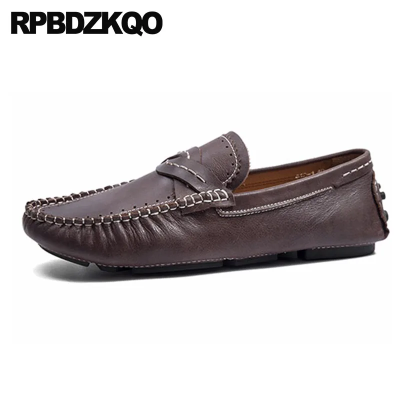 Sapatos Qualidade Genuíno Borracha chocolate Marca Estilo Escorregar Flats Verão De Respirável Britânico Luxo No Preto Conforto Preto Mocassins Couro Alta Homens UaqOPP