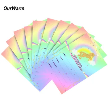 

OurWarm 10Pcs Unicorn Birthday Invitations Magical Unicorn Party Invitations Card with Envelopes Rainbow Birthday Party Supplies