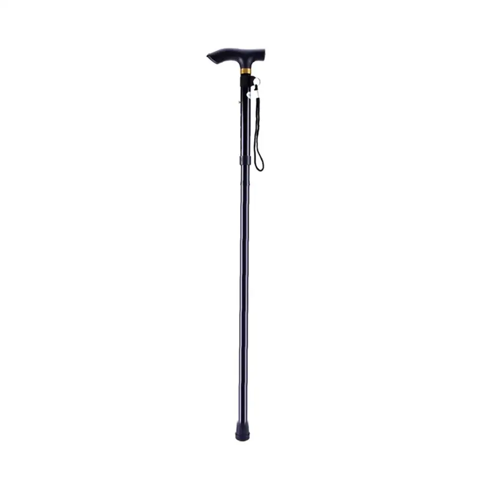 Алюминиевый металлический четырехсекционный трость легко регулируемый складываемый складной трость для прогулок Кемпинг Треккинг палка - Цвет: black